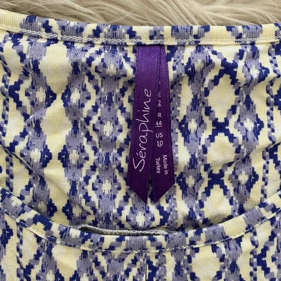 Seraphine Purple Yellow Geometric Short Sleeve Aztec Front Twist Maternity Dress - Picture 10 of 15